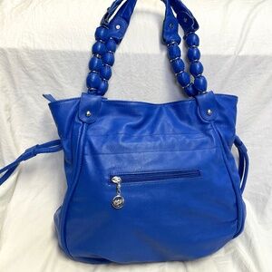 Bright Blue Vegan Leather Tote by D&M Collection